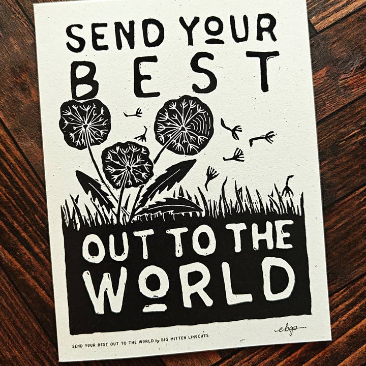 Send Your Best Linocut Card for wholesale by Big Mitten Linocuts