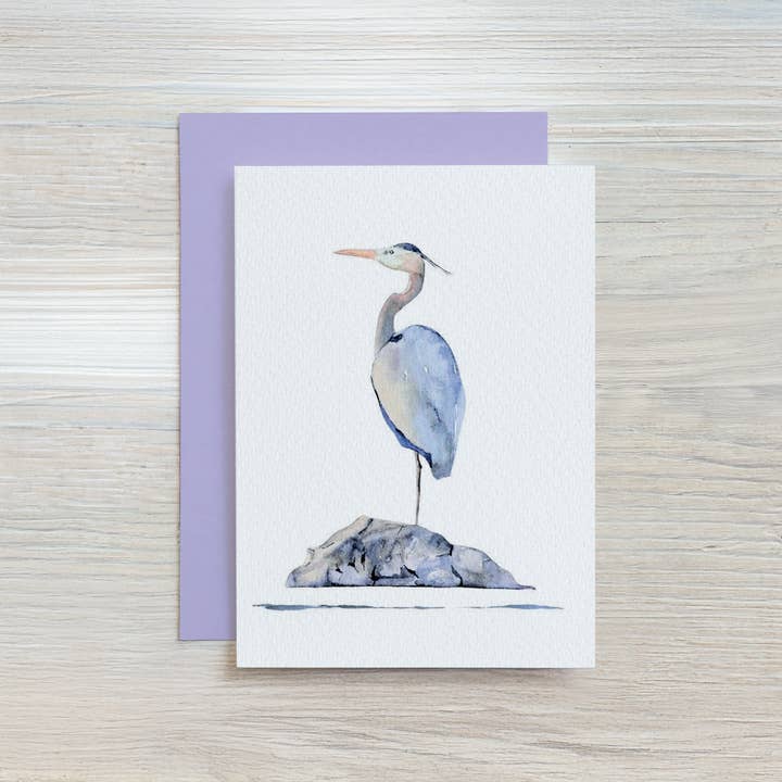 Great Blue Heron Gift Enclosure Card for wholesale by Waterline Studio