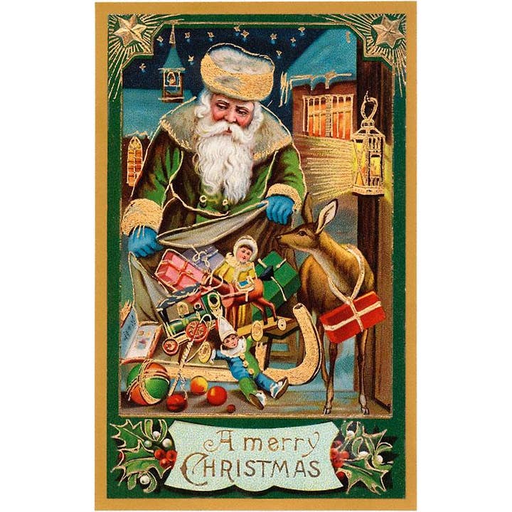 Magnet MC-69 En God Jul, Tomten med Säcken för wholesale av Found Image Press