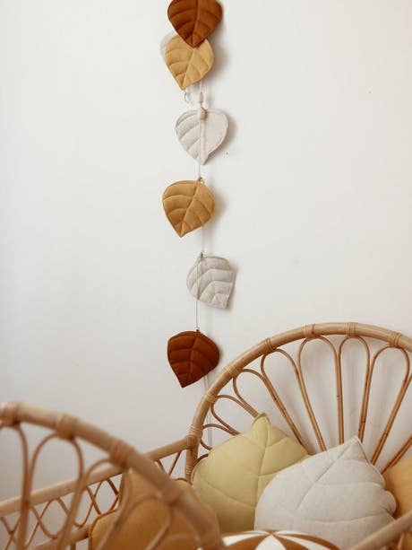 “Ochre” Linen Garland with Leaves for wholesale by Moi Mili