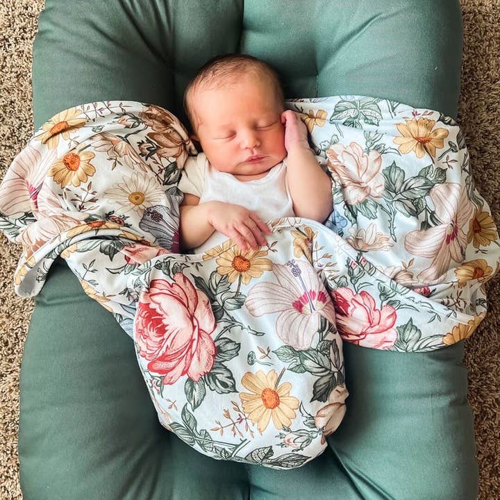 Peyton's Vintage Floral Oversized Swaddle Blanket for wholesale by Caden Lane