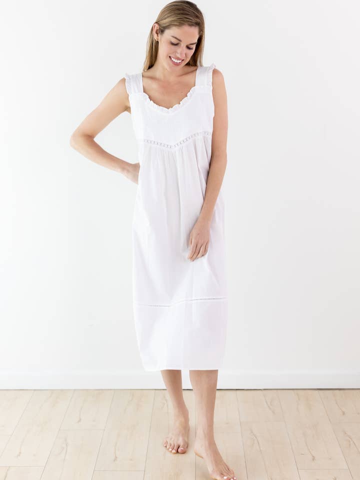 Cecily White Cotton Nightgown for wholesale by Jacaranda Living