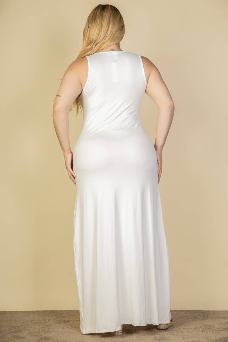 CAPELLA APPAREL - Vente Robe – femme - Robe maxi à encolure plongeante et fente sur les cuisses de grande taille16