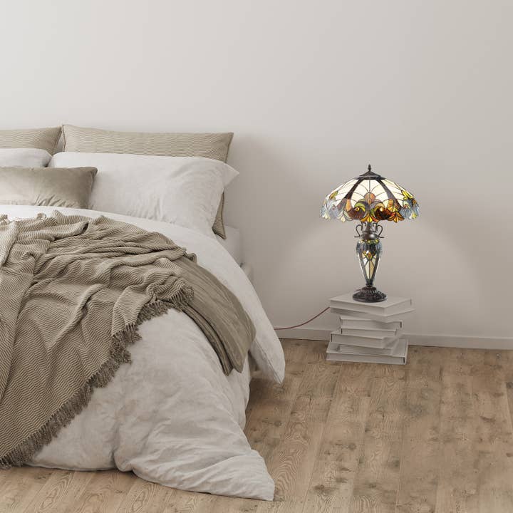 River of Goods - Wholesale Accent/Desk Lamp - 24.5"H Halston Amber Double Lit Stained Glass Table Lamp4