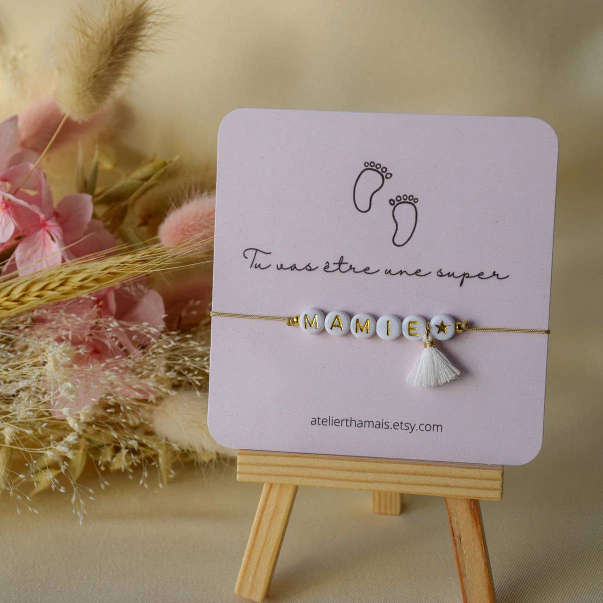 Atelier Thamaïs - Wholesale Jewelry - Maternity - Pregnancy announcement bracelet "You're going to be Grandma"