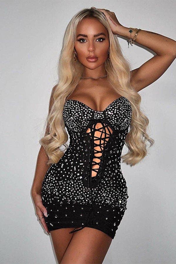 Aria Romance - Wholesale Dress - Women's - Metallic Strap Sleeveless Dress5