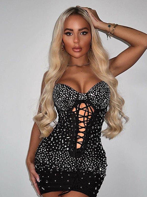 Aria Romance - Wholesale Dress - Women's - Metallic Strap Sleeveless Dress5