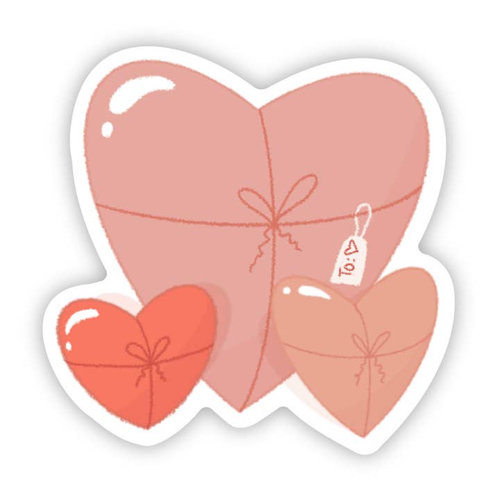 Heart Presents Vinyl Sticker for wholesale by jsmith design co.