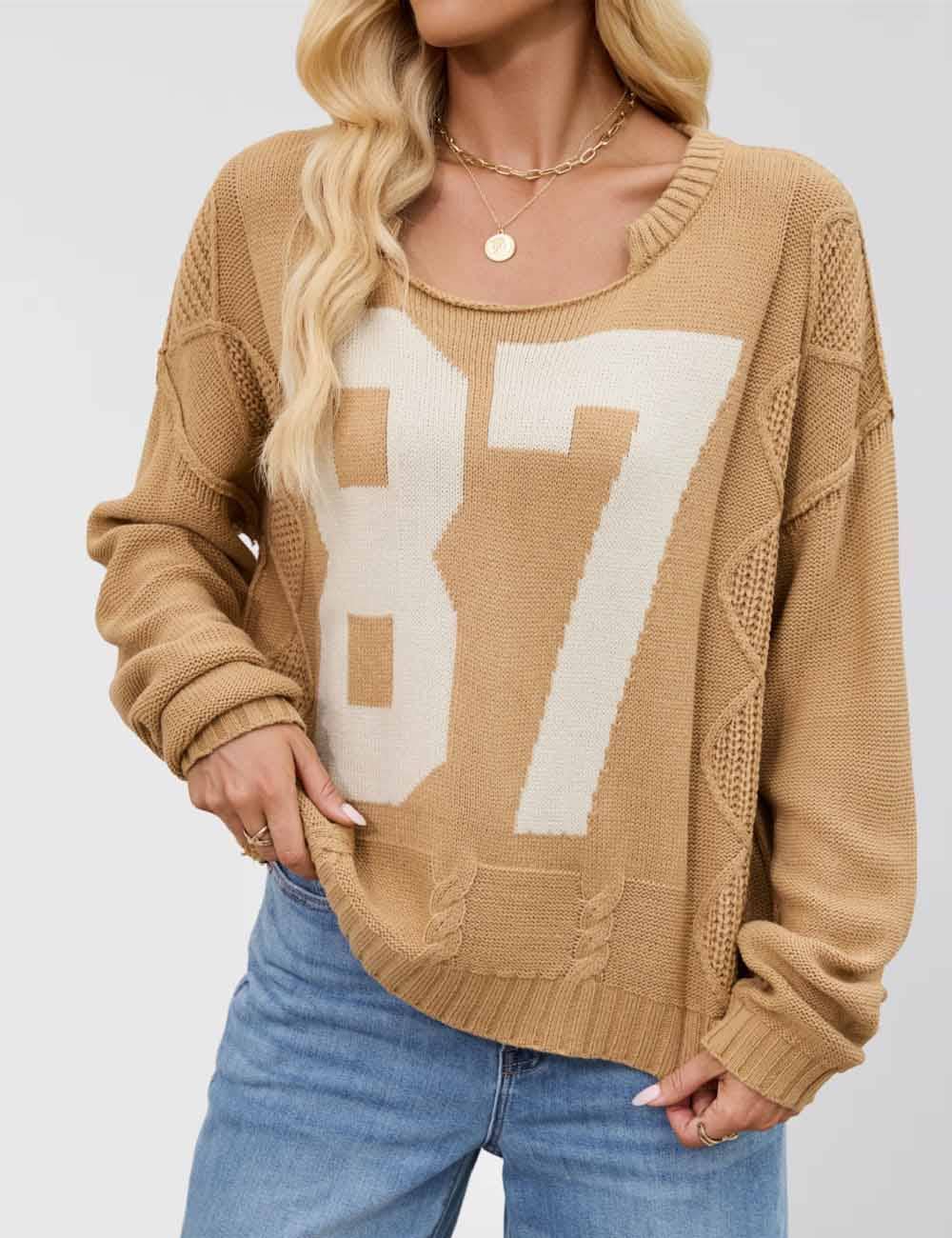 Dipped Shop - Wholesale Gebreide top - Dames - Casuale Kleurblok Ronde Hals Gebreide Top DP25E5180