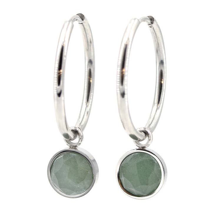 Beach Ohrring 02 - Edelstahl-Creolen mit Naturstein/Perlmutt für den Großhandel von Sergio Engel jewellery