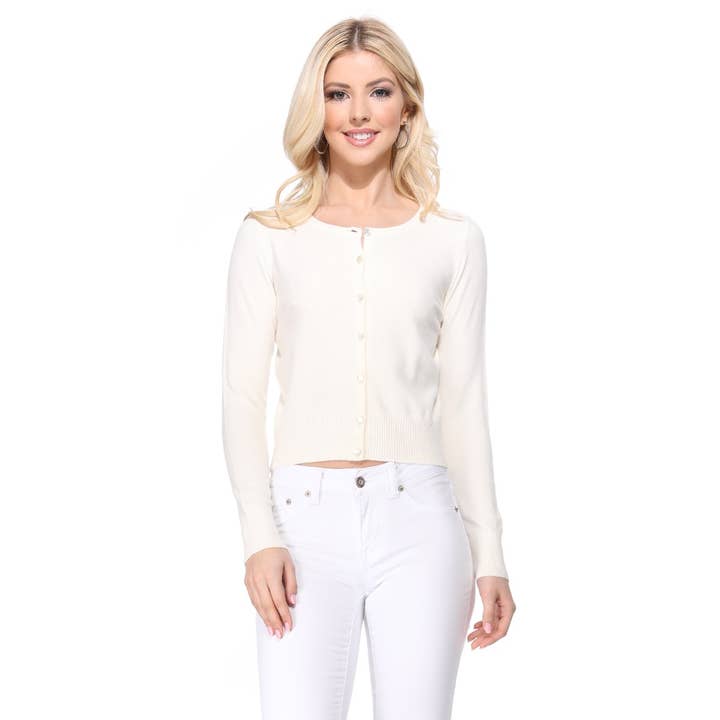 Mak – Großhandel Strickjacke – Damen – Mak Kurz geschnittener Langarm-Pullover mit Rundhalsausschnitt MK550213