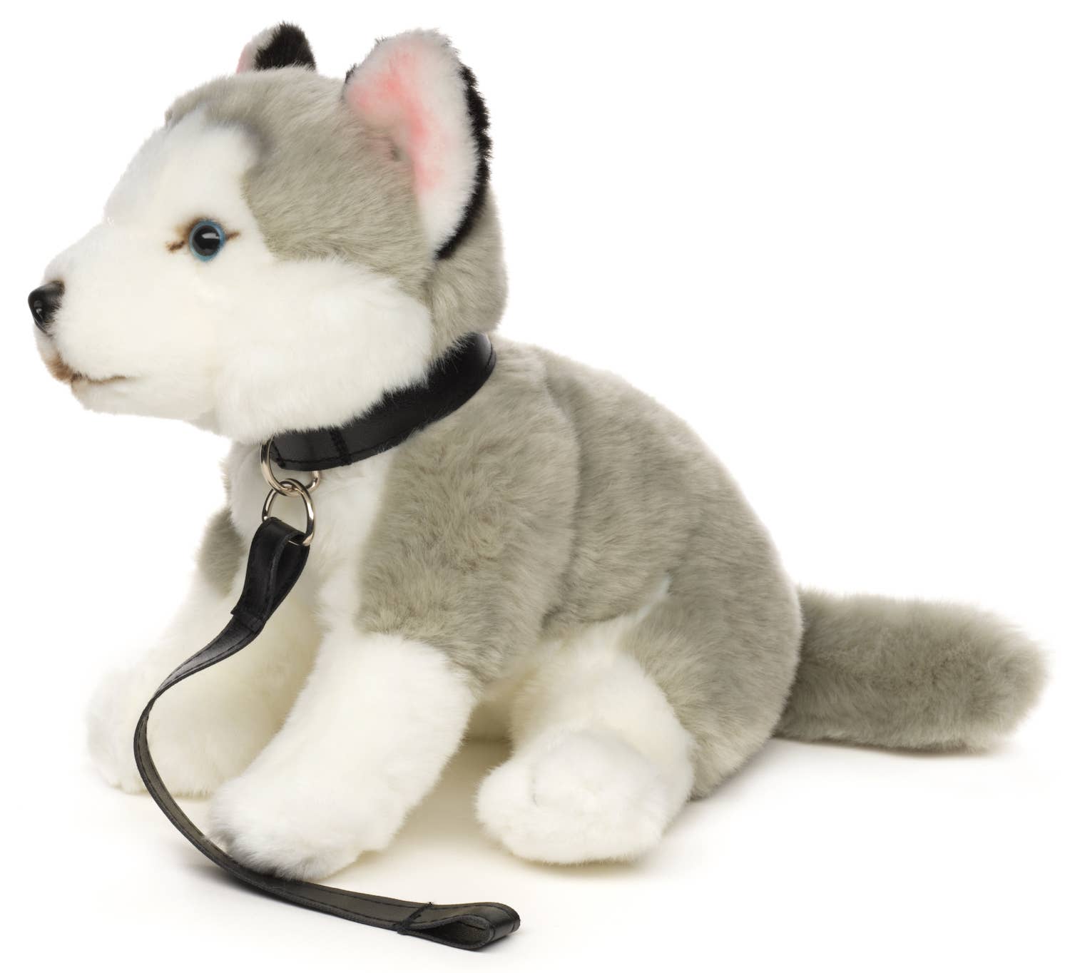 Uni Toys – wholesale Stuffed/plush toy – Kids & baby – Husky grey, sitting (with leash) - cuddly/plush toy1