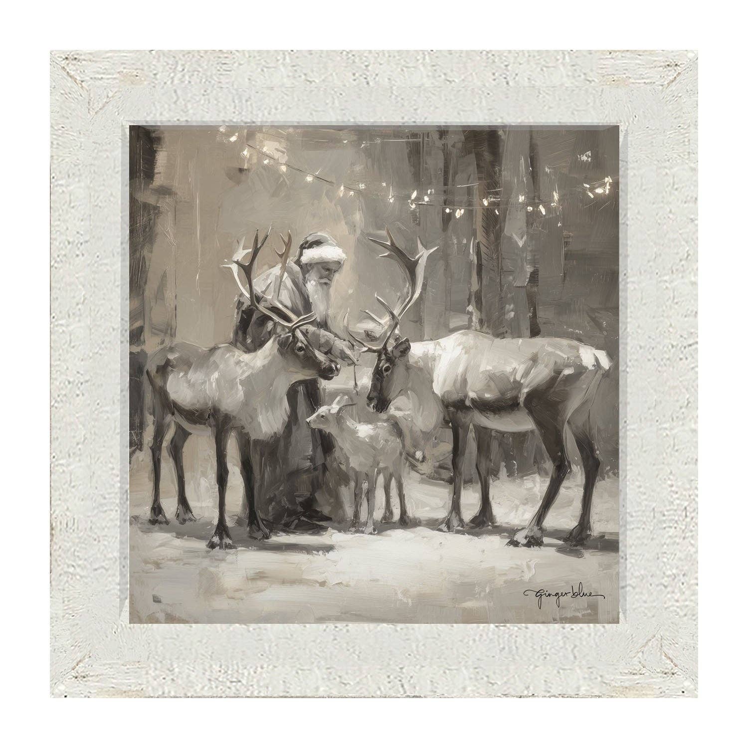 ginger blue - Vente Art mural pour les fêtes - Père Noël et rennes sous les lumières de Noël12