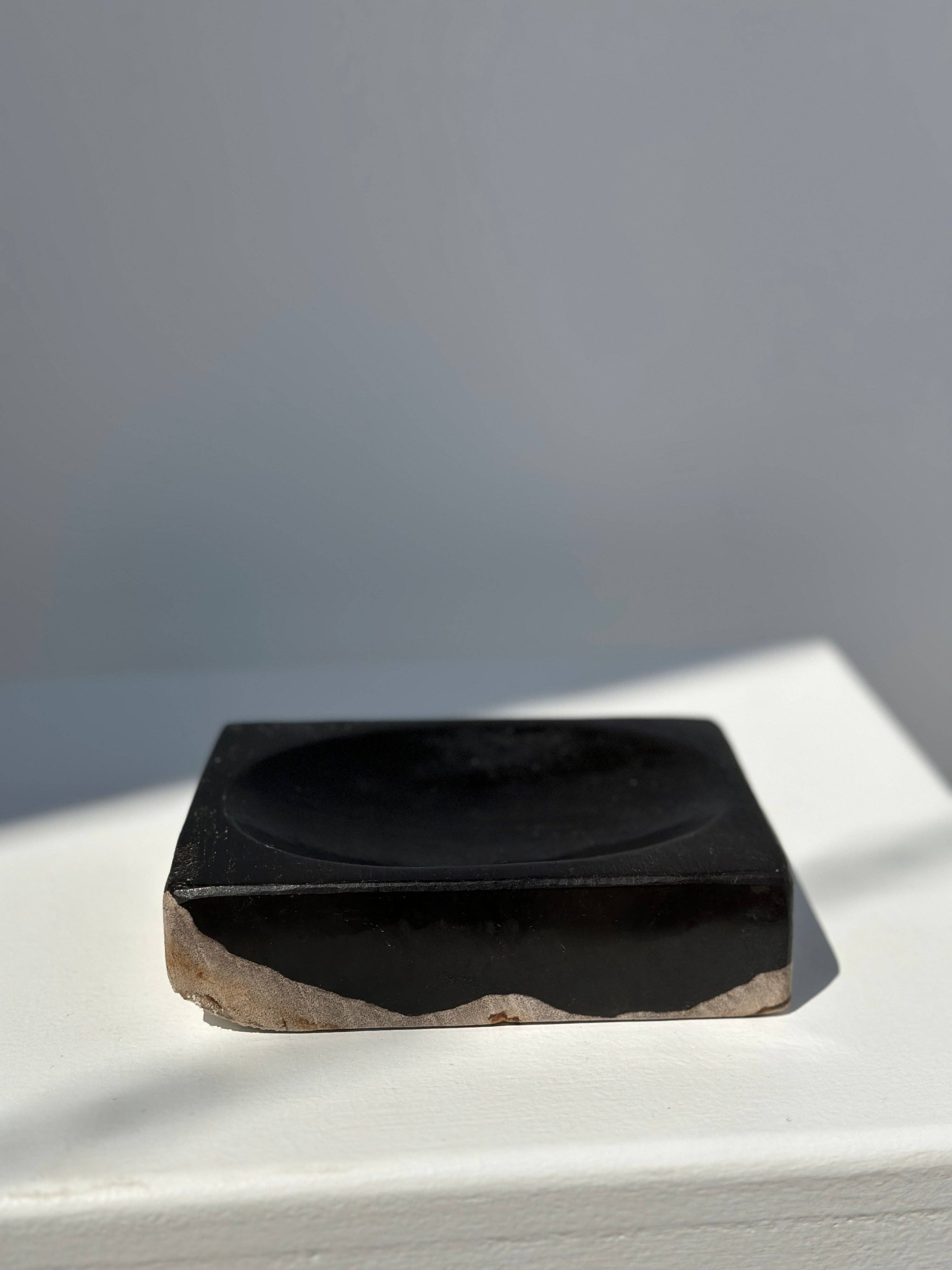 Office Objets - Wholesale Bath Soap Dish - Petrified wood soap dish with white underside5