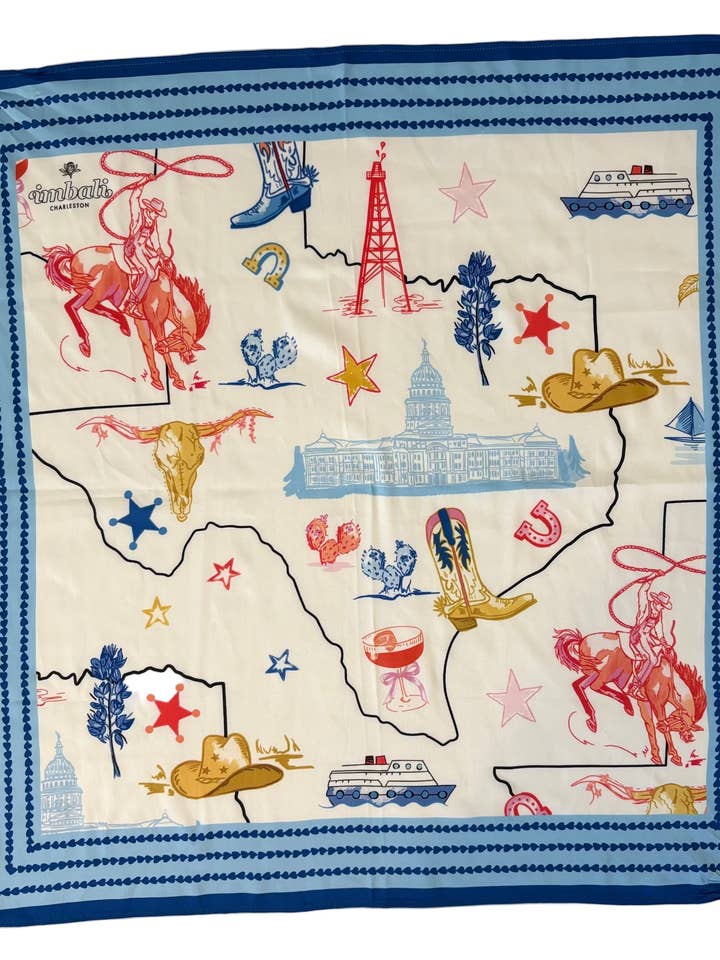 Texas Hold 'Em Scarf 25x25" - Bold Lone Star Print | Imbali Charleston for wholesale by Imbali Charleston