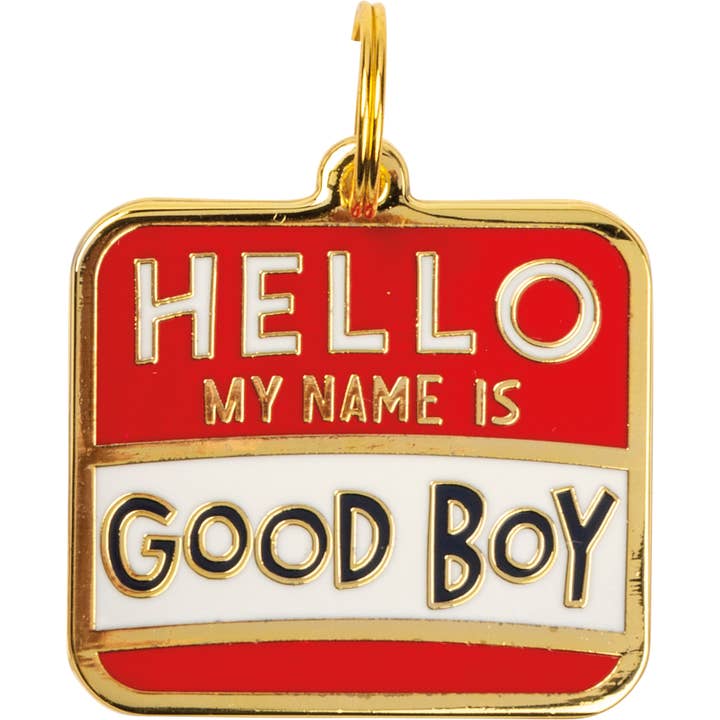 Primitives by Kathy - Wholesale Pet Collar - Dog - Hello My Name Is Good Boy Collar Charm