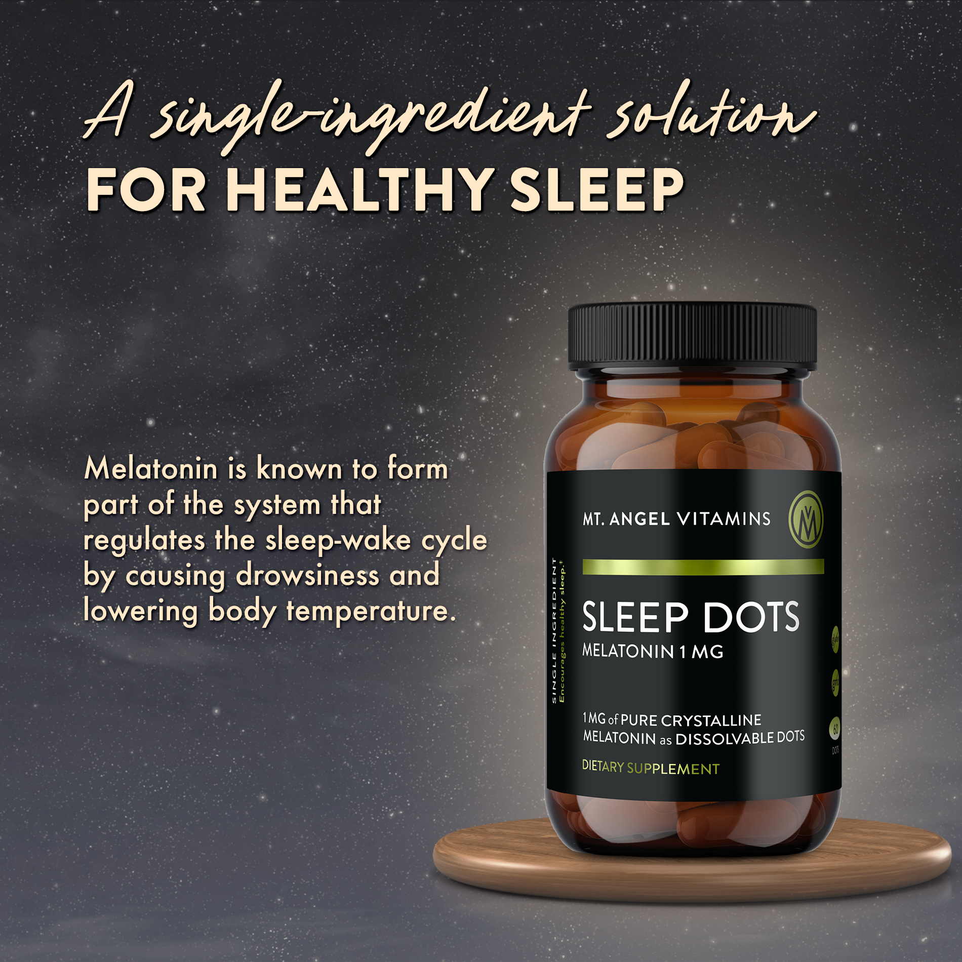 Mt. Angel Vitamins - Wholesale Oral Supplement/Vitamin - Mt. Angel Vitamins' Melatonin Wake/Sleep Dots - 60 Dots3