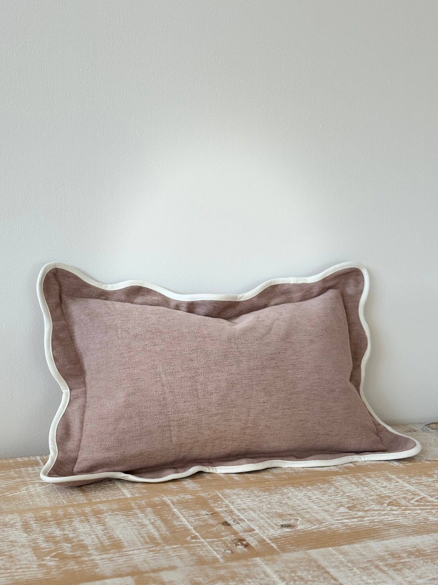 Ellenvale Trade – wholesale Throw pillow cover – Chloe Dusty Pink Scalloped Edge Cushion Cover 50x302