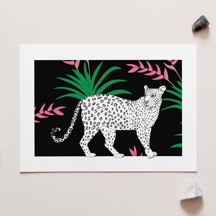 Penny Royal Design - Wholesale Art print - Jaguar and Pink Heliconia Art Print0