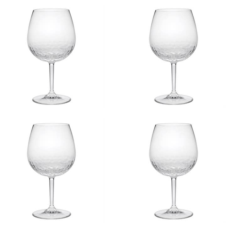 HomeRoots - Wholesale Wine glass - Set of 4 Clear Dimpled Tritan Plastic Balloon Wine Glasses2