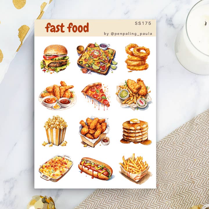 Fast Food - Sticker Sheet for wholesale by Penpaling Paula