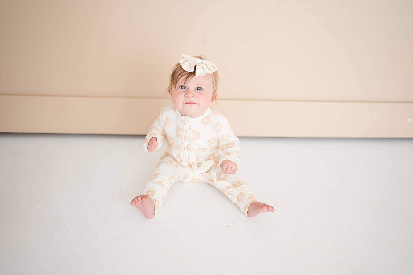 Harp Angel Boutique - Wholesale Jumpsuit - Baby - Ruffle Zipper One Piece - Blush Daisy1