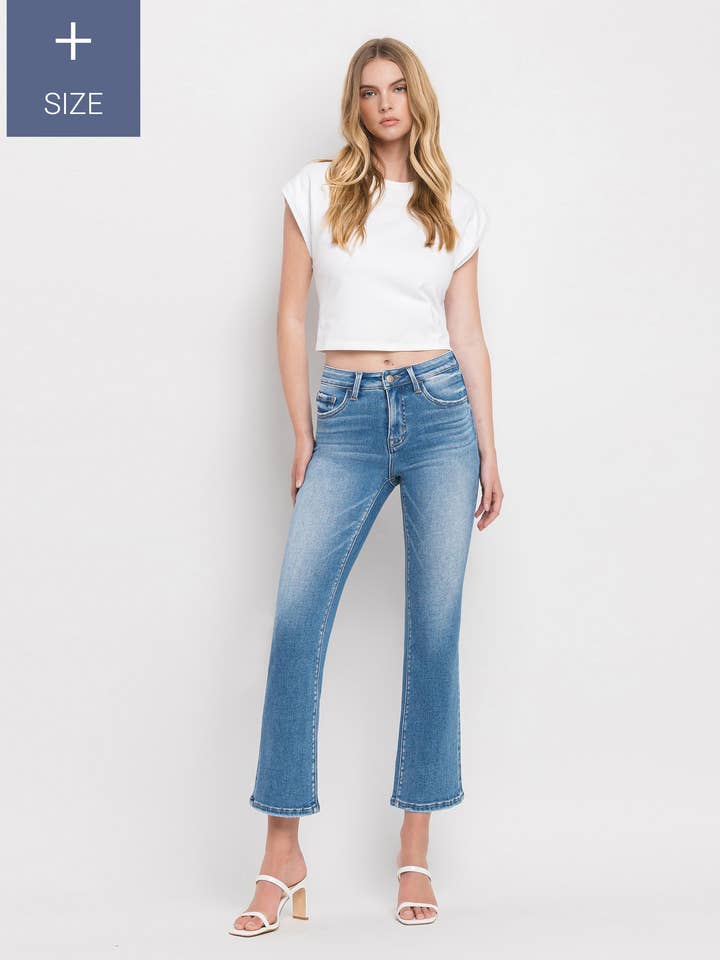 JEANS ACAMPANADOS DE TALLE MEDIO CON CONTROL DE BARRIGA DE TALLA GRANDE LV1357-P para venta al por mayor de Lovervet by VERVET