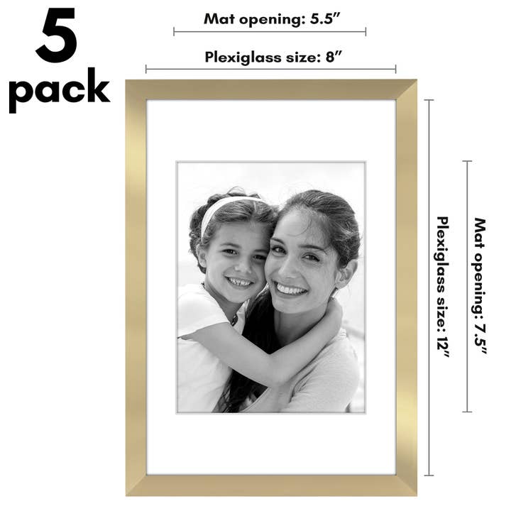 Americanflat - Wholesale Picture Frame - Americanflat 5 Pack Picture Frames With Mat Plexiglass Cover109