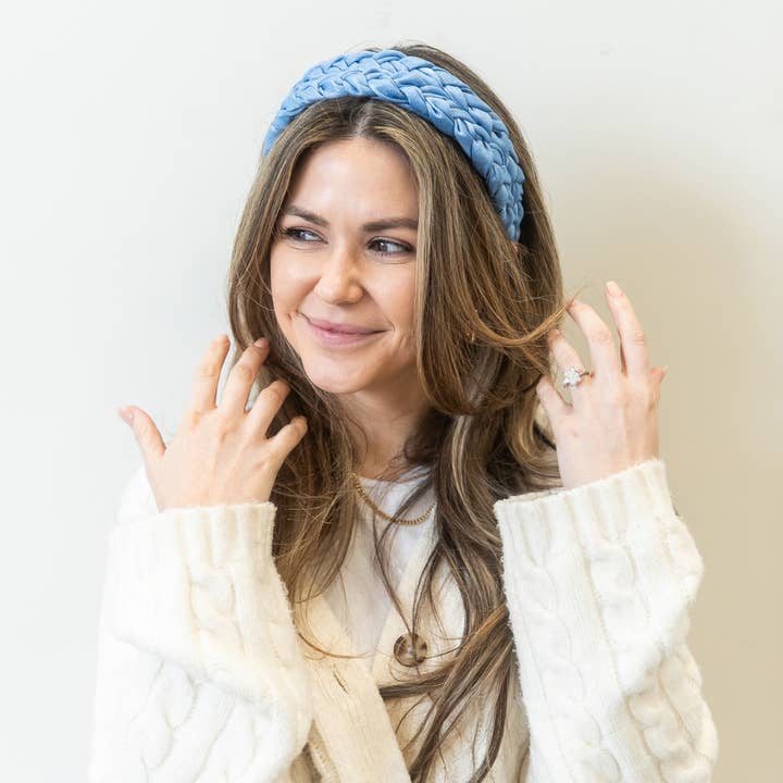 Blushing Braid Headband - Denim Blue | Satin-Like Double for wholesale by Headbands of Hope | One Purchased One Donated