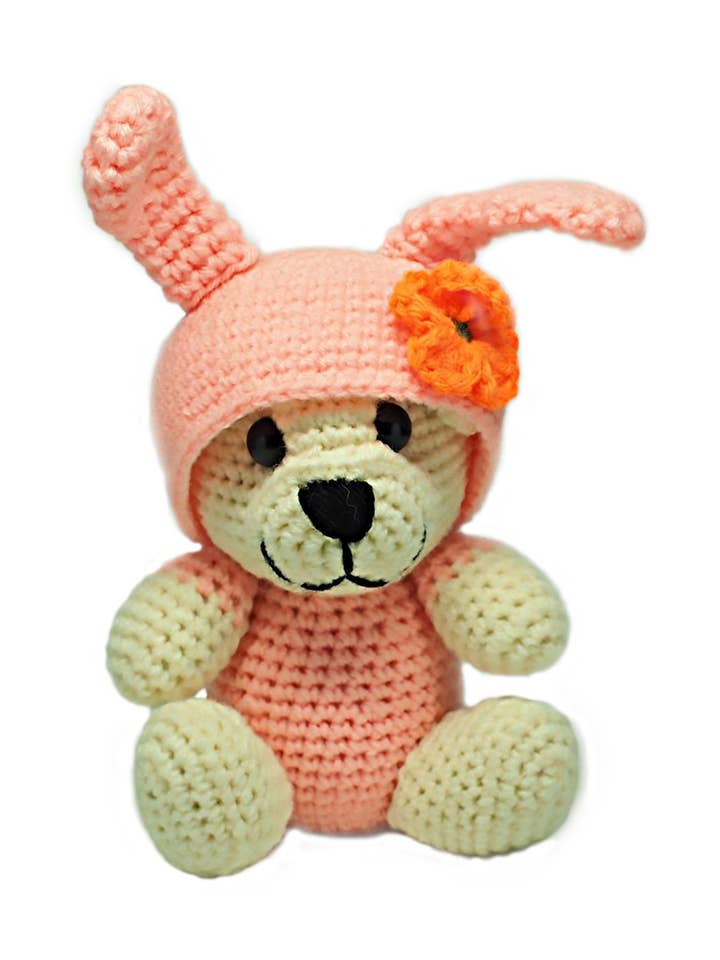 Penny Hare Crochet Teddy Bear, Bunny, Handmade Teddy Bears for wholesale by Quan Jewelry