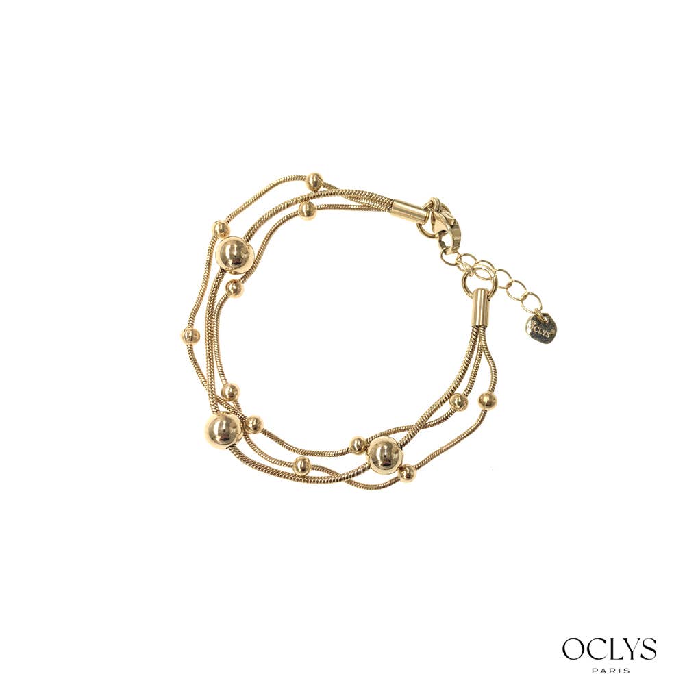 Bracciale tripla maglia serpente sfere acciaio inossidabile Stell