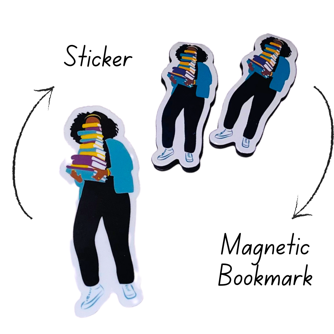 CheerNotes Greeting Cards & Stationery - Vente Autocollant - Ma Pile de Livres | Fille Noire | Autocollants pour Amoureux des Livres3