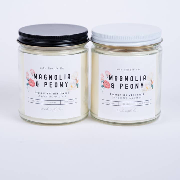 Candela in Vaso Trasparente Magnolia & Peonia 7oz per la vendita all'ingrosso da parte di LoSa Candles