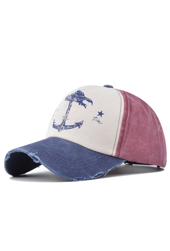 UNISHE - Wholesale Baseball Cap - Women's - Anchor Print Baseball Cap MOQ 3pcs DX0454