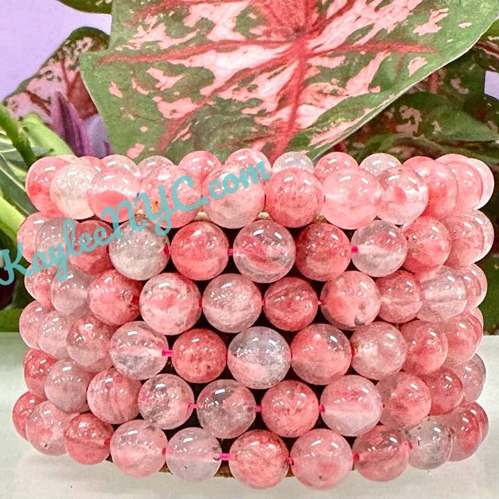 Natural Sakura Cherry Blossom Rhodonite Bracelets for wholesale by KayleeNYC