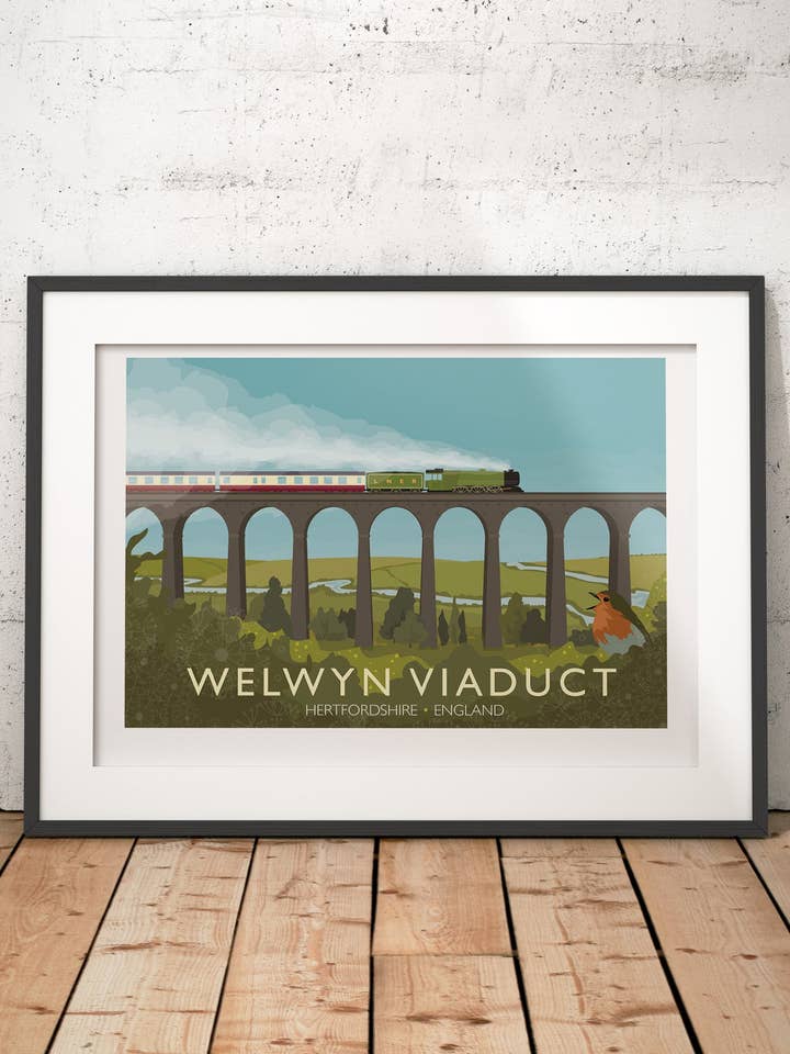 Affiche de voyage du viaduc de Welwyn (NON ENCADRÉE) pour la vente par Georgina Westley Art & Design