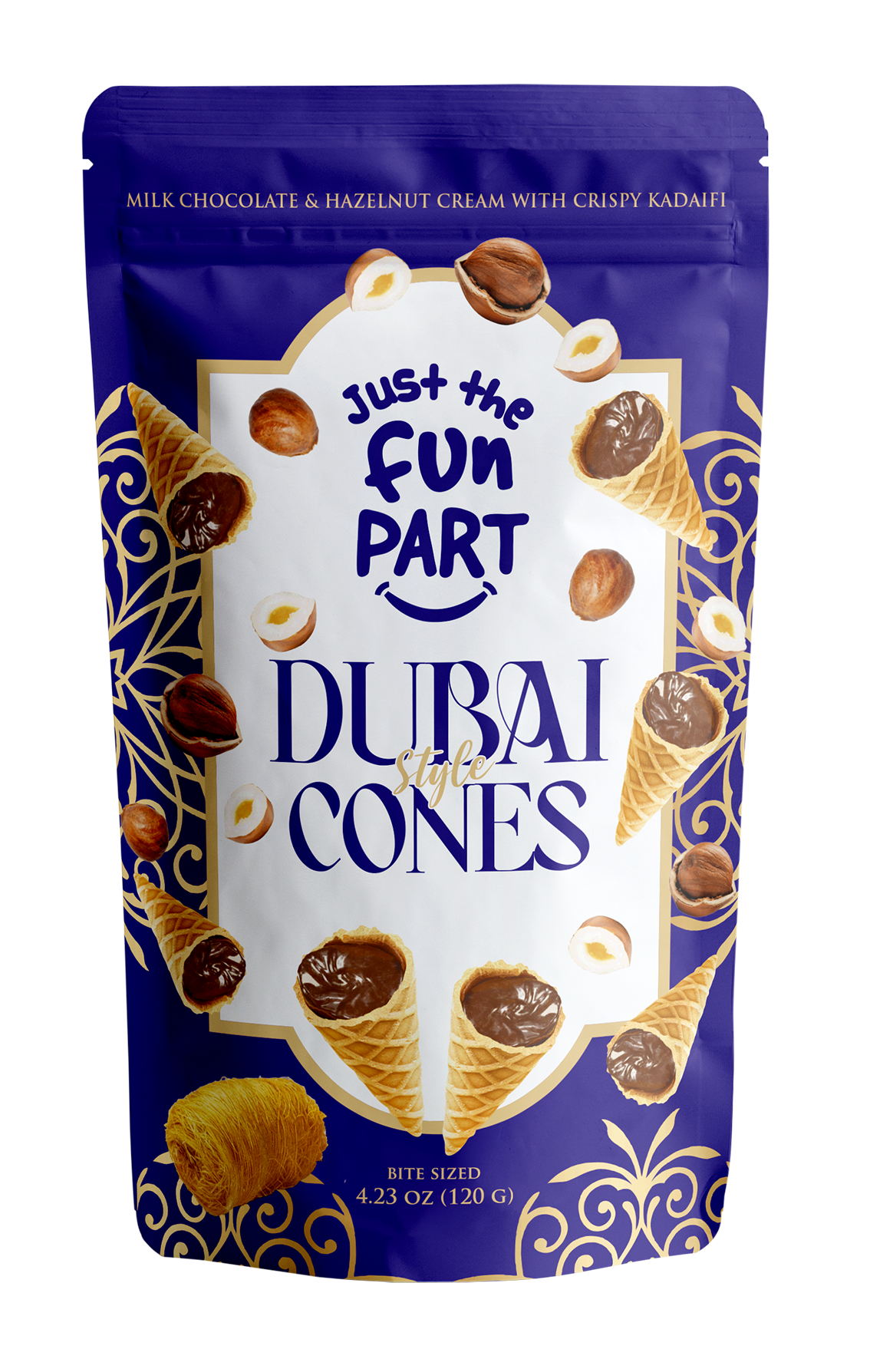 Just the Fun Part - Wholesale Chocolate Covered Sweets - Variety Pack-Dubai Cones Pistachio, Strawb, Peanut, Hazelnut4