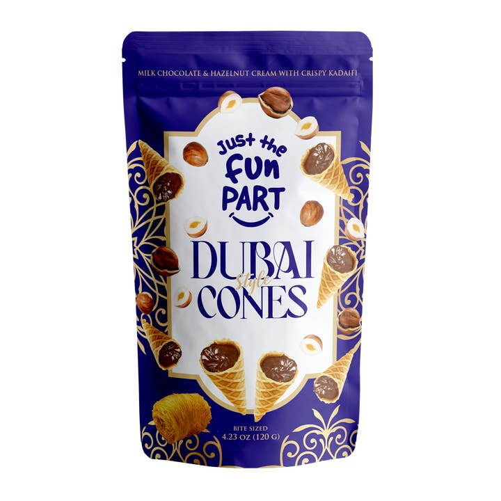 Just the Fun Part - Wholesale Chocolate Covered Sweets - Variety Pack-Dubai Cones Pistachio, Strawb, Peanut, Hazelnut4