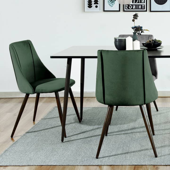39F Inc. - Wholesale Chair - Smeg Side Dining Chair Velvet Upholstery-Green