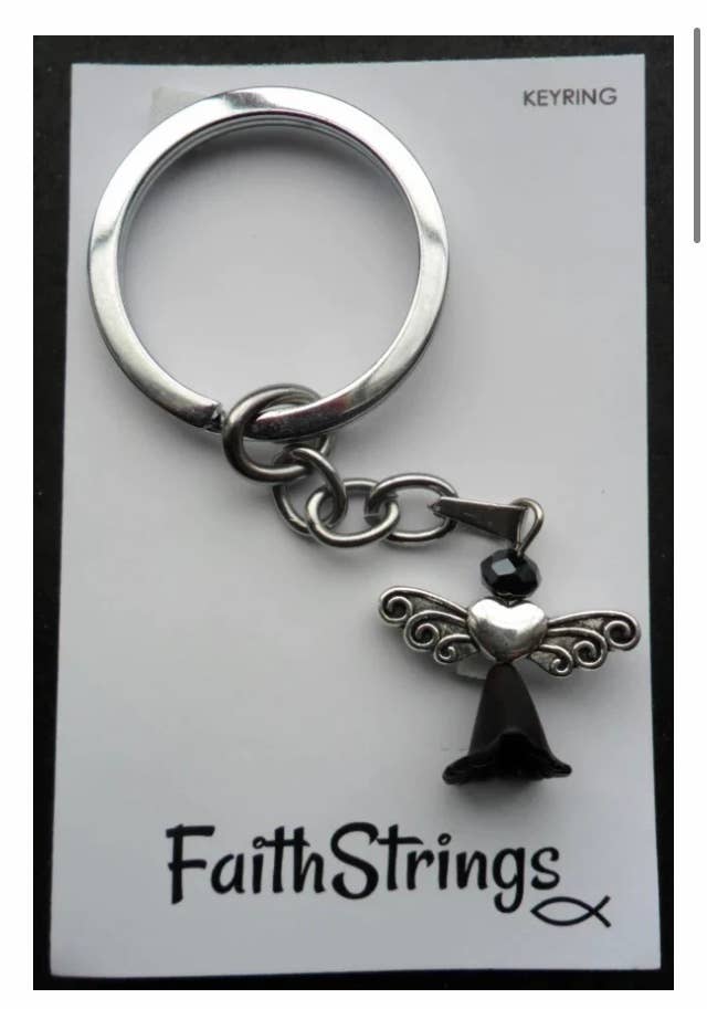 Faithstrings – wholesale Keychain – Unisex – Angel Black Keyring Keychain Christian Gift0