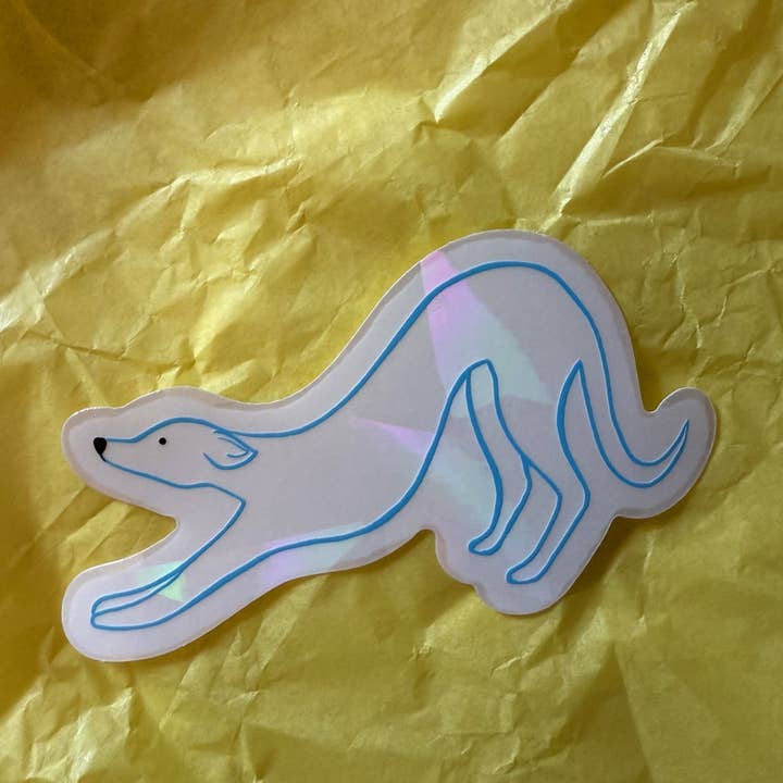 naomi wilkinson illustration - Wholesale Suncatcher - Stretching Dog sun catcher sticker2