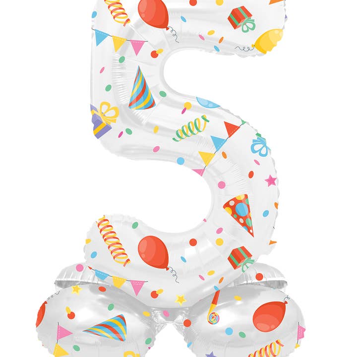 Nummer 5 Party Time Folienballon mit Standfuß — 72 cm für den Großhandel von Folat