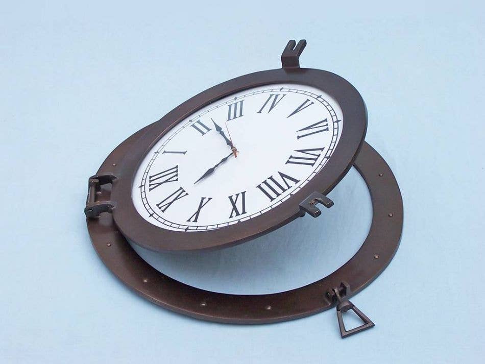 Hampton Nautical - Venta al por mayor Relojes de pared - Reloj ojo de buey de clase Deluxe Bronzed 24"2
