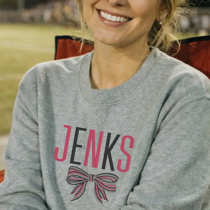 Embroidered Bow Gameday Sweatshirt | Custom Spirit Wear for wholesale by Hillside Threads Wholesale