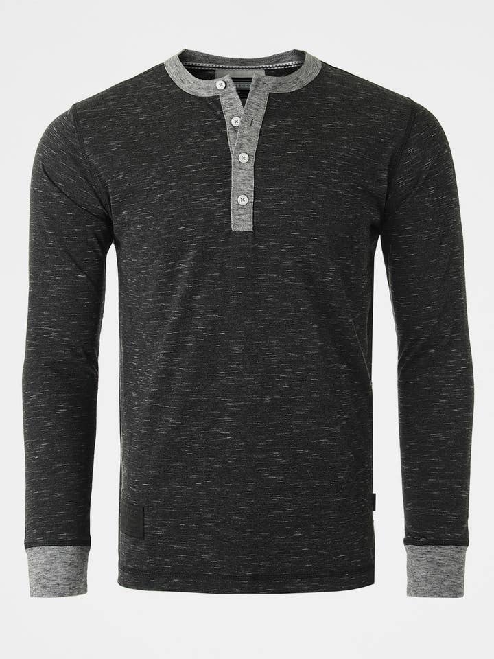 ZIMEGO Men's Long Sleeve Contrast Casual Henley Shirts for wholesale by ZIMEGO