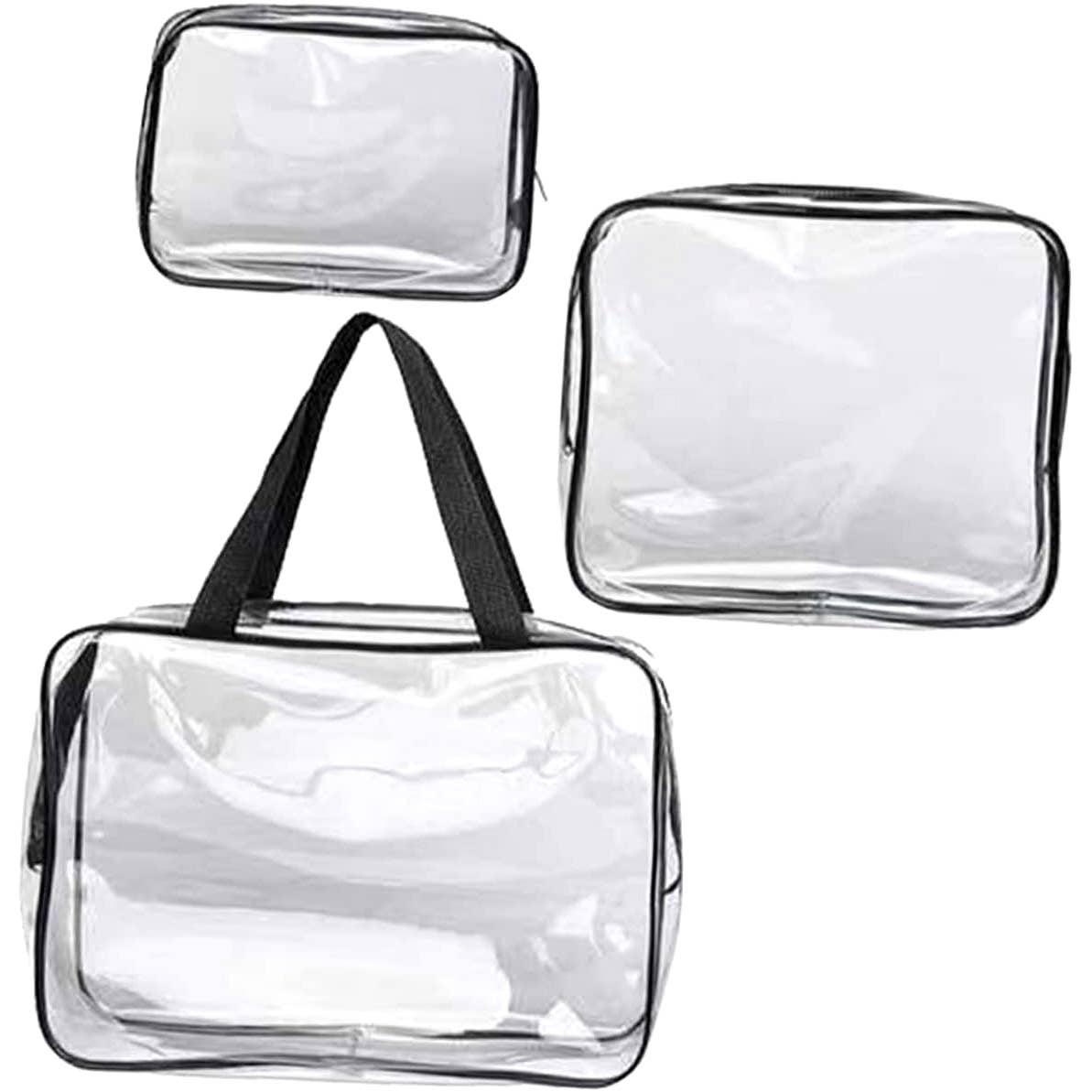 Diacly - Wholesale Makeup/Cosmetic Bag - 3 Pc Clear Transparent Makeup Storage Bags0