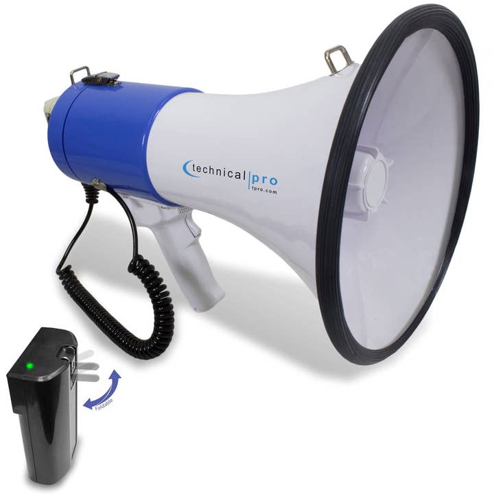Altoparlante Bullhorn portatile ricaricabile da 75 W con megafono blu per la vendita all'ingrosso da parte di Technical Pro