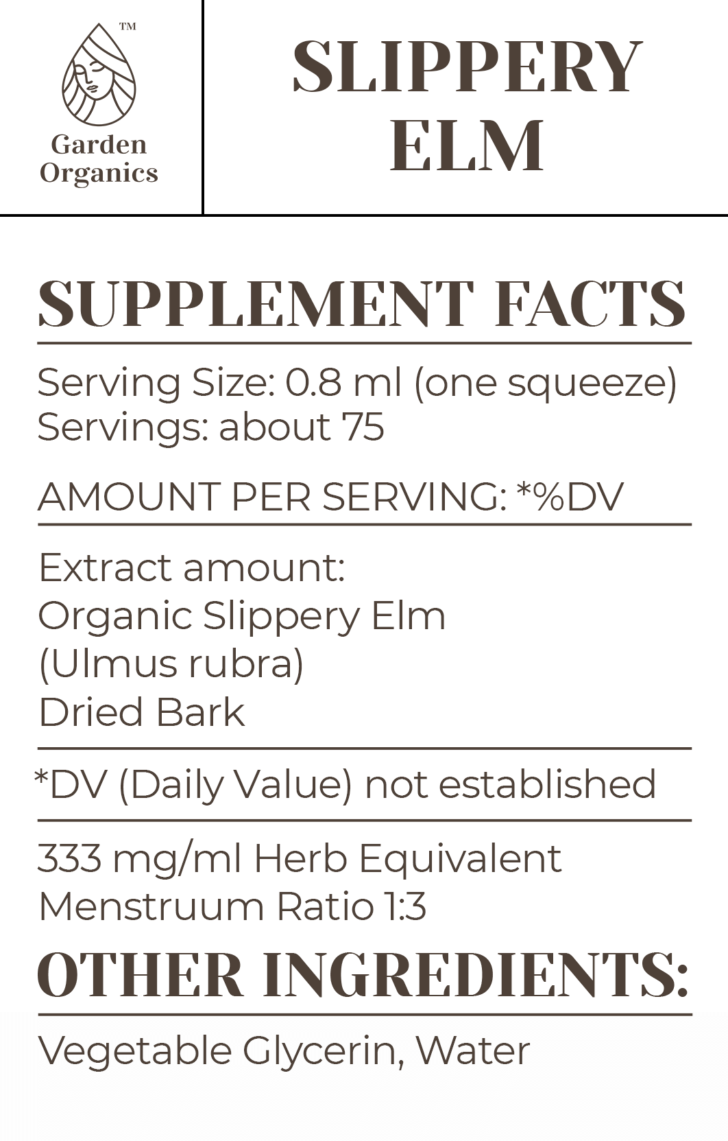 Garden Organics - Wholesale Tincture - Slippery Elm Tincture1