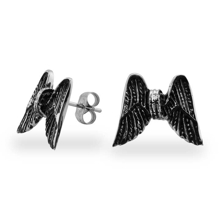 WJW - Wholesale Stud/post earrings - Stainless Steel Wheel Wings Post Earrings