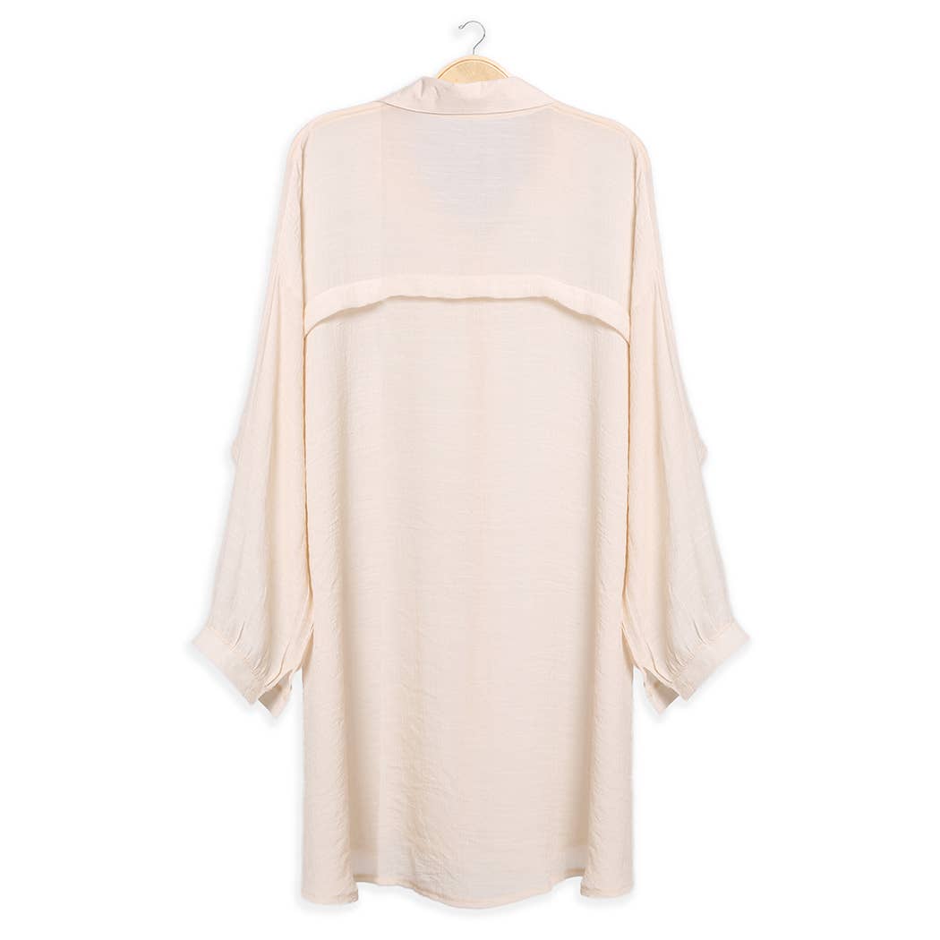 Fashion City - Wholesale Strandvestje/Strandjurk/Strandtuniek - Dames - Dames Blouse Met Knopen in Effen Kleur als Strandjurk11